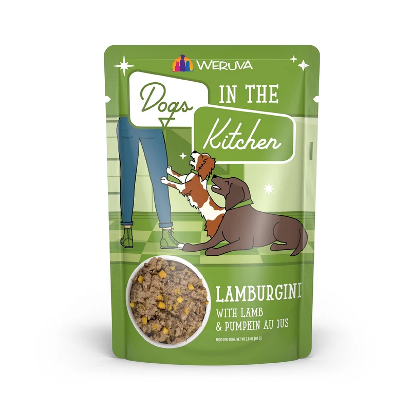 Weruva Lamburgini – Agneau & Citrouille au Jus pour Chiens, Sachets 2,8oz (12 pack), Vert