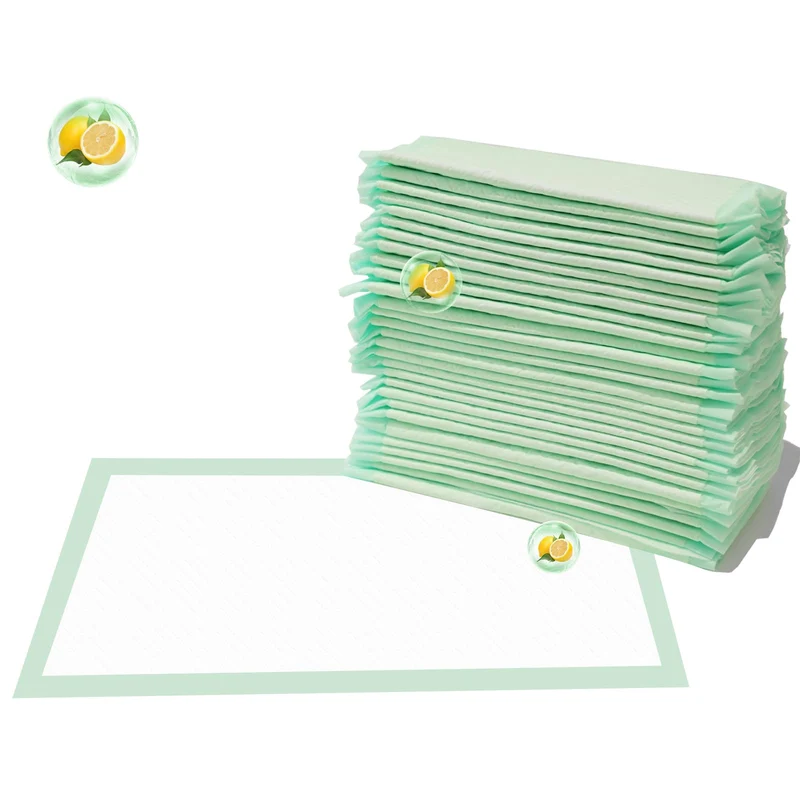 IMMCUTE Tapis-Pipi pour Chat – 30 Ct, Jaune Citron, 16,9 x 11,4 pouces, Système Litière Compatible, Absorption en 6 Couches, Contrôle des Odeurs