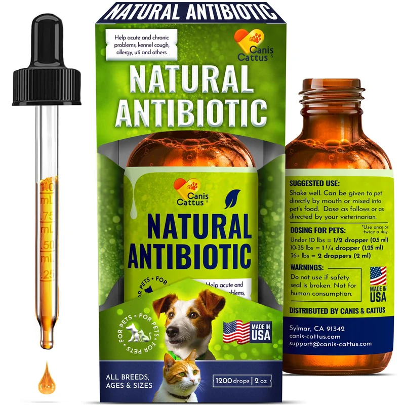 Canis&Cattus Antibiotique Naturel pour Chiens et Chats – Liquide 2 oz – Soutien Immunitaire, Inflammation et Santé Urinaire