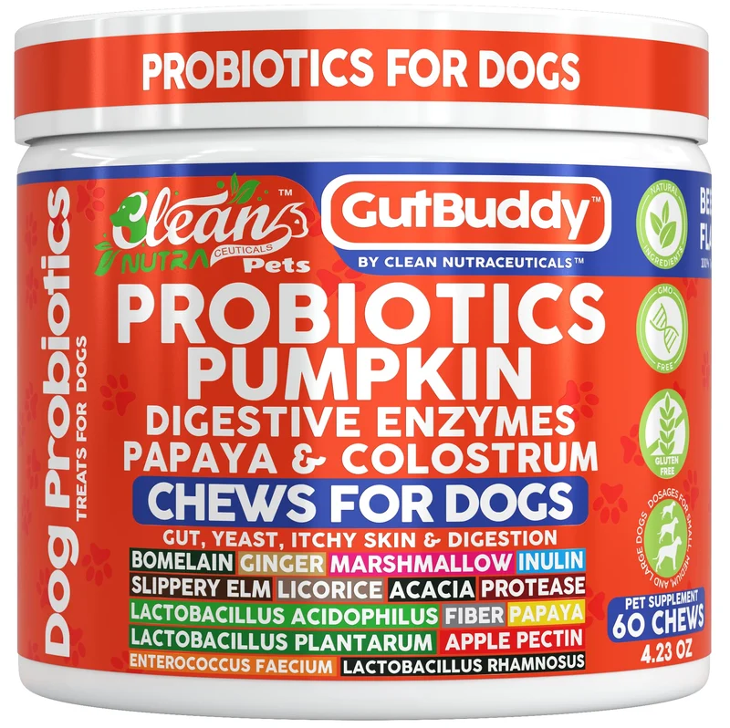 Clean Nutraceuticals Probiotiques pour Chiens — Digestion, Citrouille et Colostrum | Saveur Boeuf