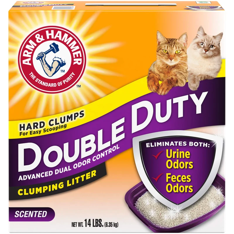 Arm & Hammer Litière Double Action – Contrôle d’Odeurs et Agglomération, 14-livres (Emballage Variable)