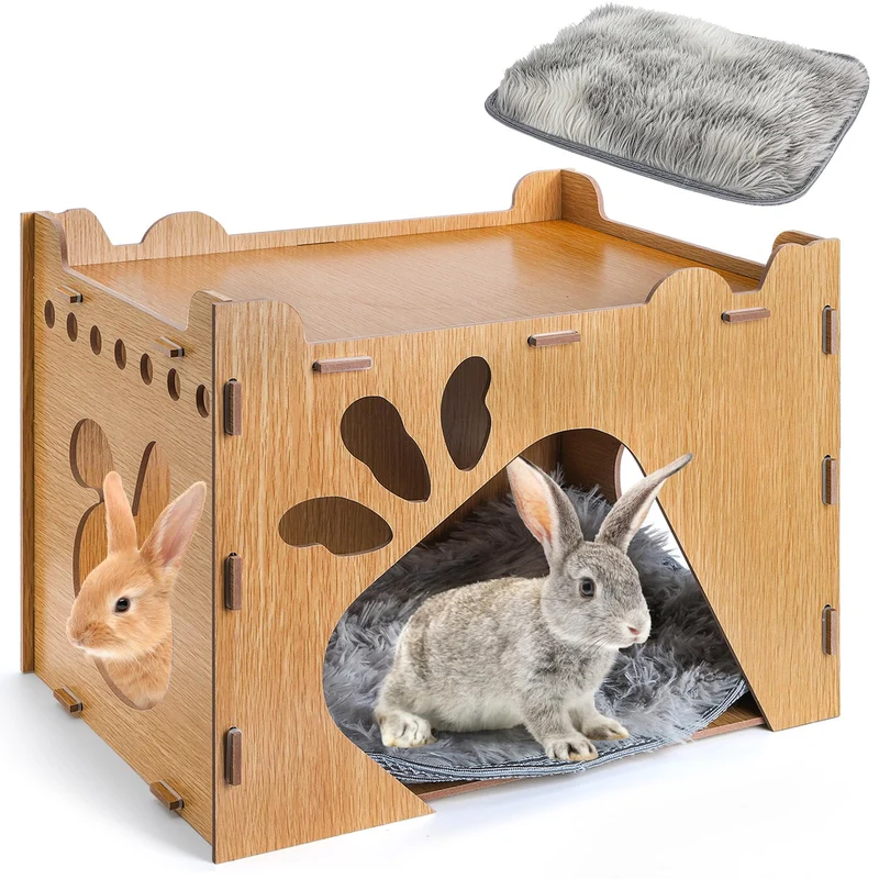 Yesland Cachette Lapin Château en Bois – Grande Maison pour Lapins et Petits Animaux