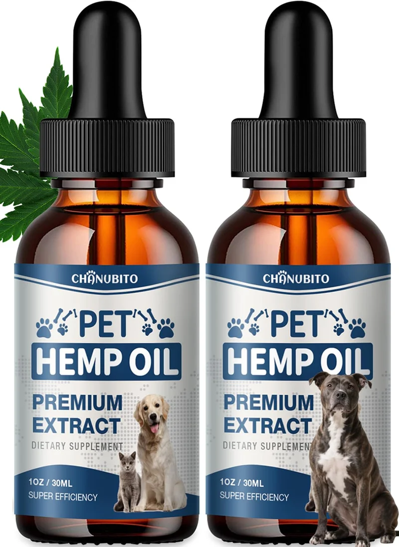 CHANUBITO Huile de Chanvre pour Chiens et Chats – 2 Paquets | Soutien potentiel pour le confort, l’anxiété et la peau