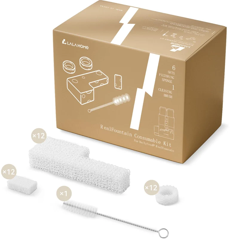 LALAHOME Filtre Éponge pour Fontaine Chat – Pack 6, Filtration Fine et Durable