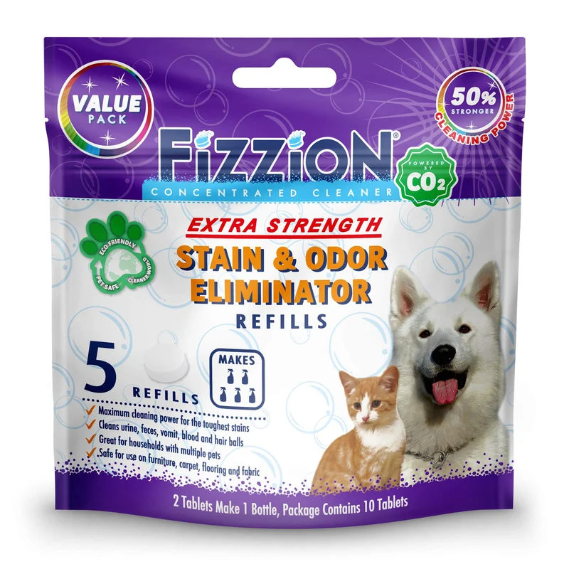 Fizzion Éliminateur Extra Puissance Taches et Odeurs pour Animaux – 10 Tablettes