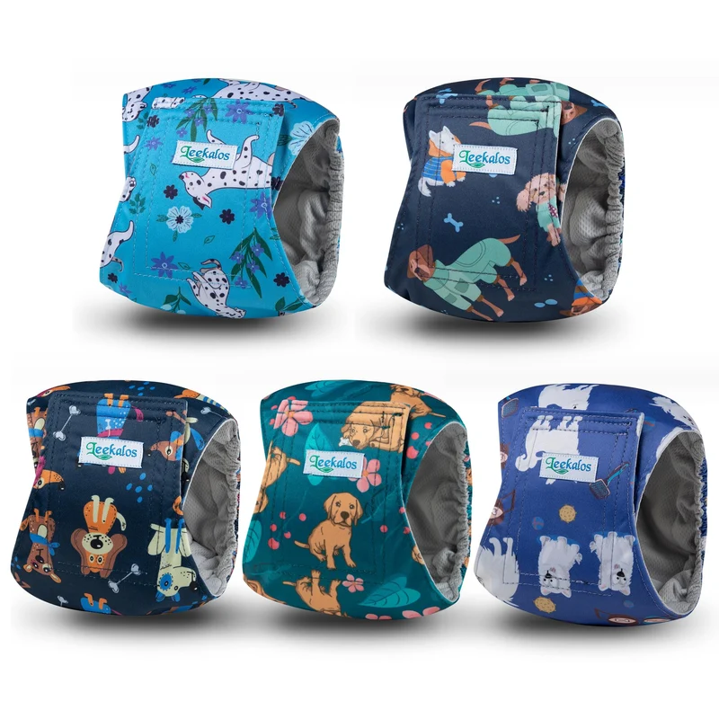 Leekalos Couches pour Chien Mâle – Couches Réutilisables 5 Pack, Absorption Élevée