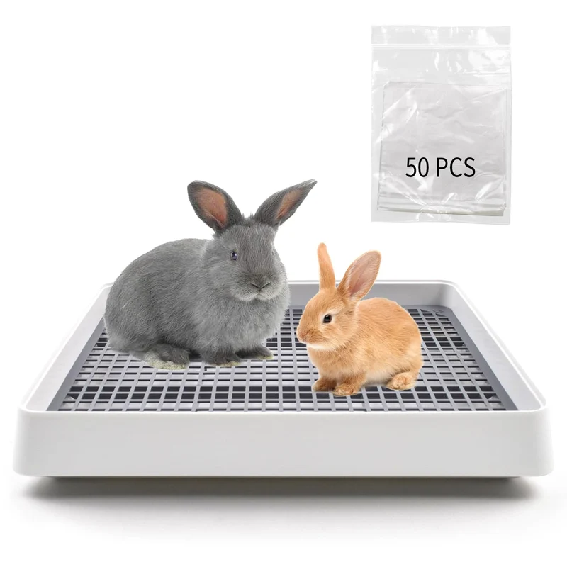 MUYG Grand Bac à Litière pour Lapin avec Grille et Liner – Litière pour Cage et Petits Animaux