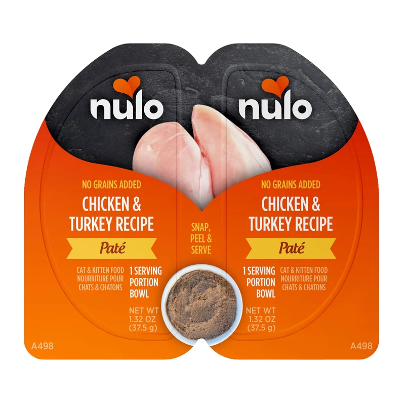 Nulo Split Cup Dinde & Poulet – Pâté Humide Sans Céréales pour Chats et Chatons, Lot de 10, 2,64 oz