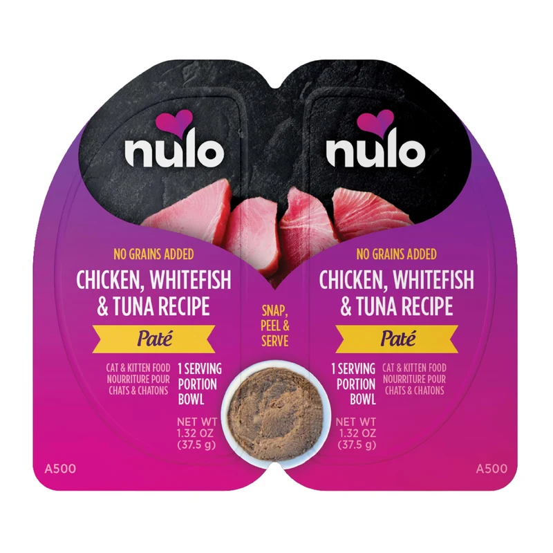 Nulo Split Cup – Pâté sans céréales poulet, poisson blanc et thon pour chat et chaton, 2,64 oz, boîte de 10