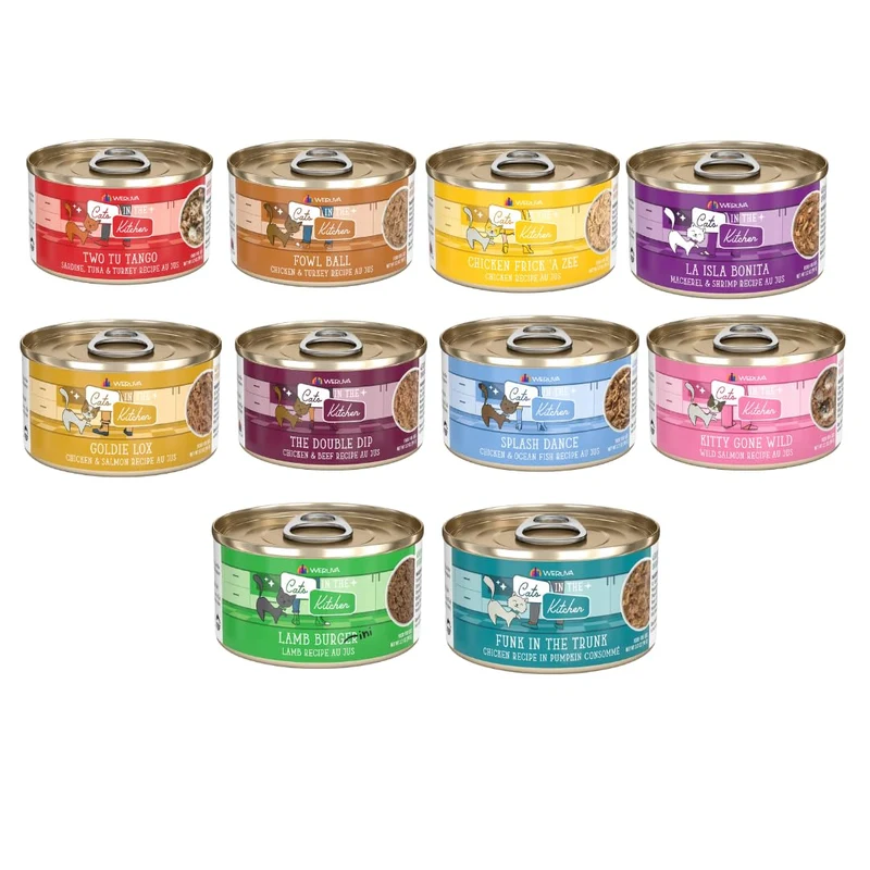 Weruva Grain Free Cats in The Kitchen – Lot Variété 10 Saveurs en Boîtes 3,2 oz (10 boîtes)