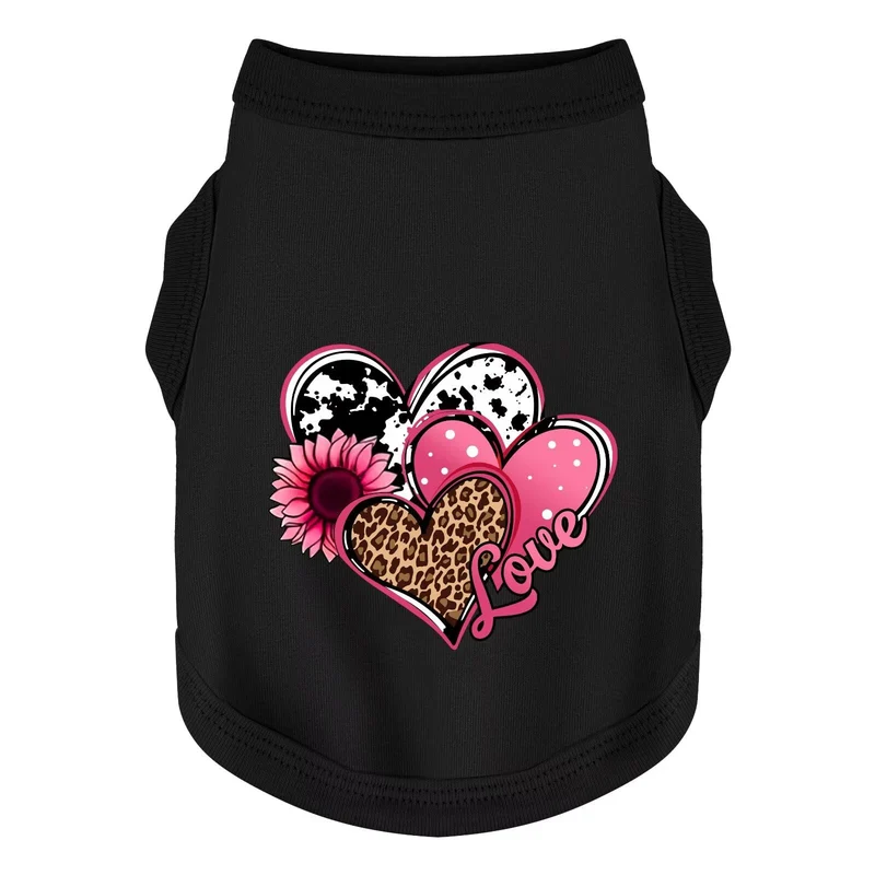 Paiaite – Veste de chien en coton doux, motif Cœurs et Amour, noir, taille S