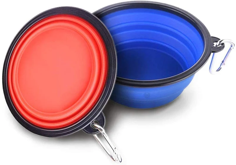 SunGrow Bols Pliables de Voyage pour Chiens et Chats – 2 Bols Portables en Silicone