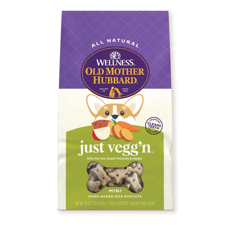 Old Mother Hubbard – Biscuits Just Vegg'n Mini pour chiens, friandises naturelles d’entraînement (carotte, patate douce et pomme)