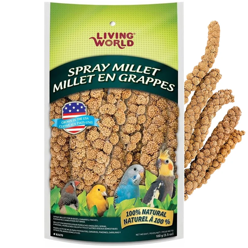 Living World – Spray Millet pour Petits Oiseaux, Friandise Premium 3,5 oz