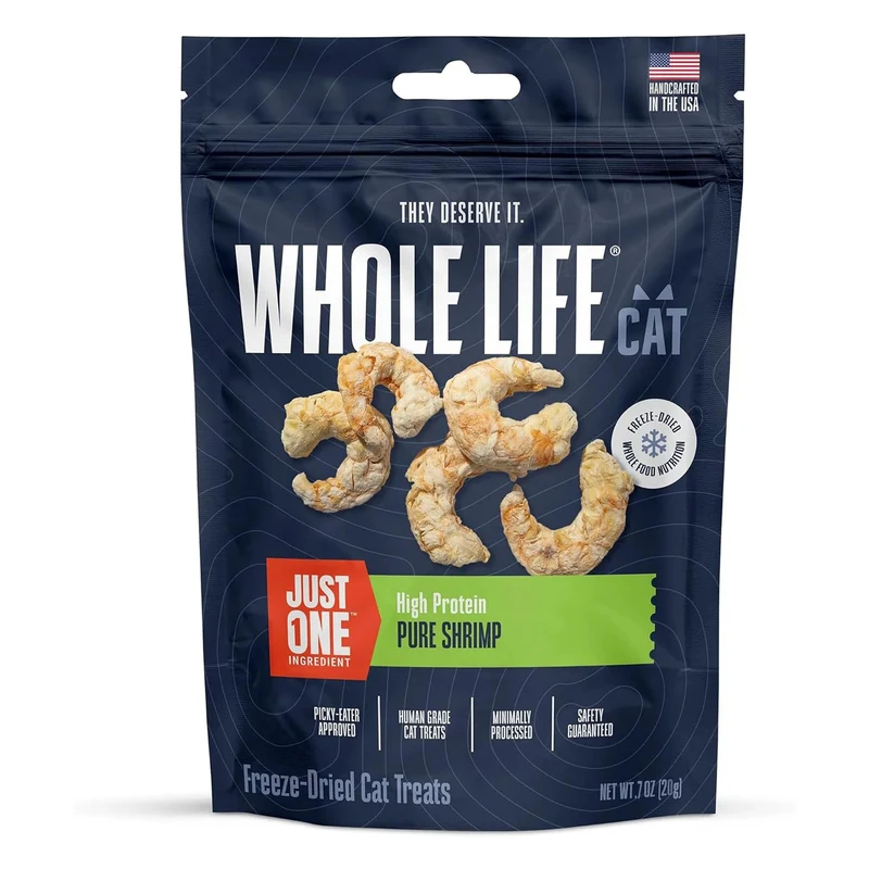 Whole Life Cat – Friandises de Crevette Lyophilisées, 1 Ingrédient, Protéinées, USA