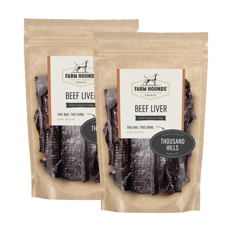 Farm Hounds - Foie de Boeuf Séché pour Chiens | 2x4oz | 100% Boeuf, Sans Additifs, Fabriqué aux États-Unis