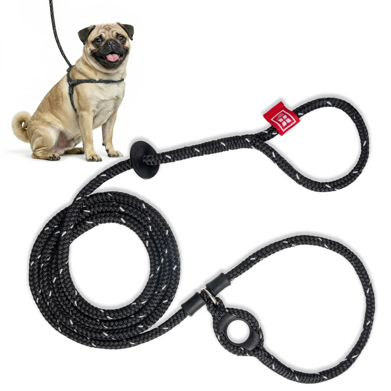 Harnais Harness Lead Sans Tir et Laisse – Anti-Tir pour Tous les Chiens (Petits/Moyens, Noir Réfléchissant)