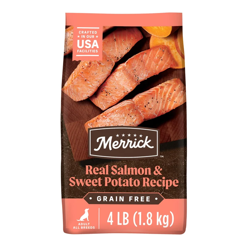 Merrick Alimentation sèche sans céréales pour chien adulte au saumon et patate douce – 1,8 kg (4 lb)