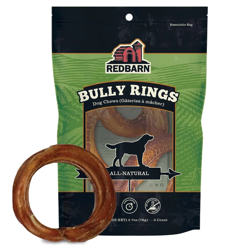 Redbarn Pet Products – Anneaux à mâcher en bœuf 4 pouces tout naturel pour chiens – Sans céréales et sans cuir, lot de 3