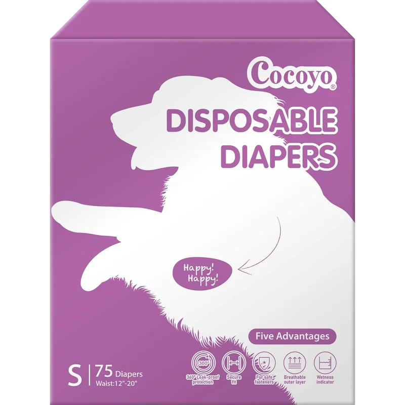COCOYO Couches jetables pour chiennes femelles — Petite taille, 75 unités, absorption supérieure et indicateur d’humidité