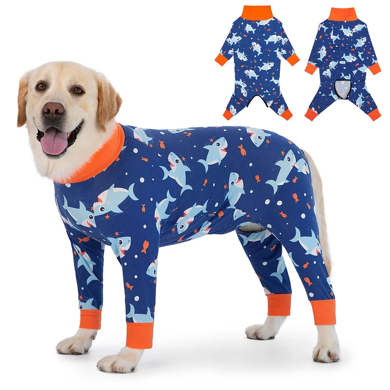 Yeapeeto Combinaison de Convalescence Chien Bleu-Requin 5XL — Alternative au Cône Après Chirurgie