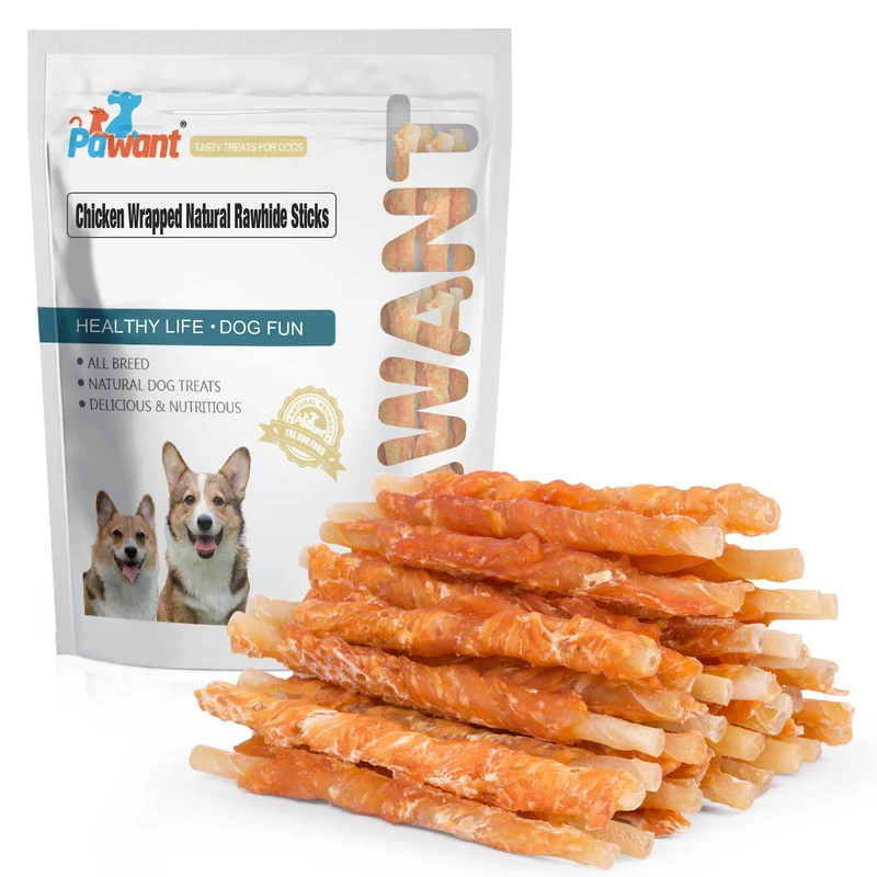 Friandises enroulées au poulet et rawhide Pawant – Entraînement chien, 2 lb