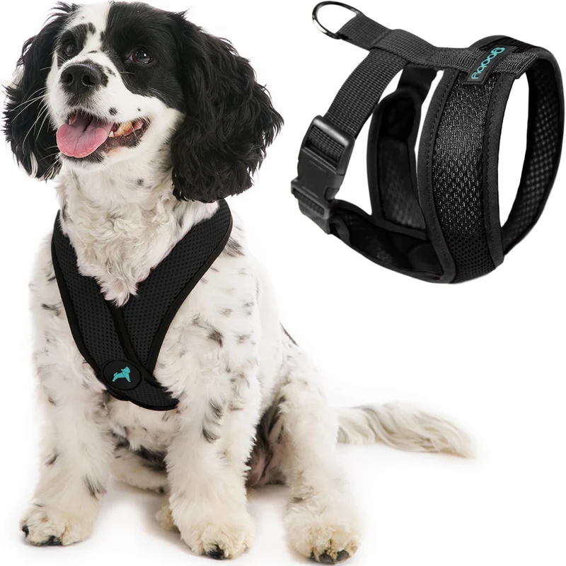 Gooby Comfort X Harnais Sans Étranglement – Noir, Taille Large