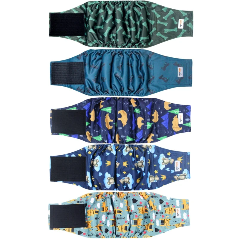 Grecle | Lot de 5 Couches pour Chiens Mâles XXL – Bandes Abdominals Premium, Haute Absorption