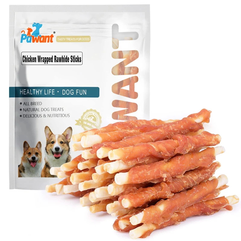 Pawant Bâtonnets Rawhide Poulet Blanc – Friandises pour Chiens et Chiots, Entraînement et Détente, 2 lb
