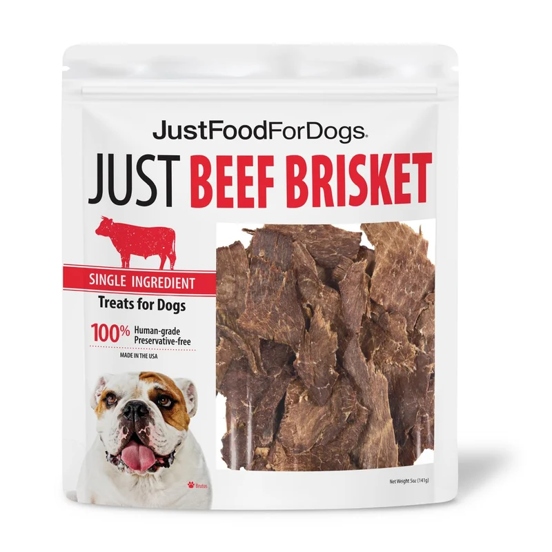 JustFoodForDogs Friandises Ingrédient Unique – Boeuf Brisket, 5 oz (140 g) – Qualité Humaine