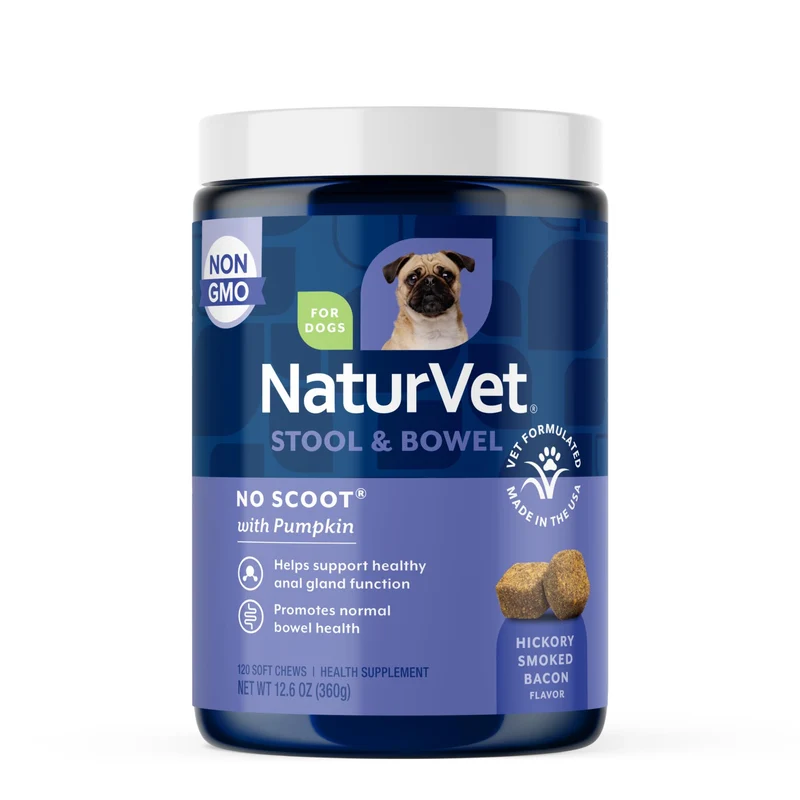 NaturVet No Scoot pour chiens – 120 gommes molles à la citrouille, soutien des glandes et du transit intestinal