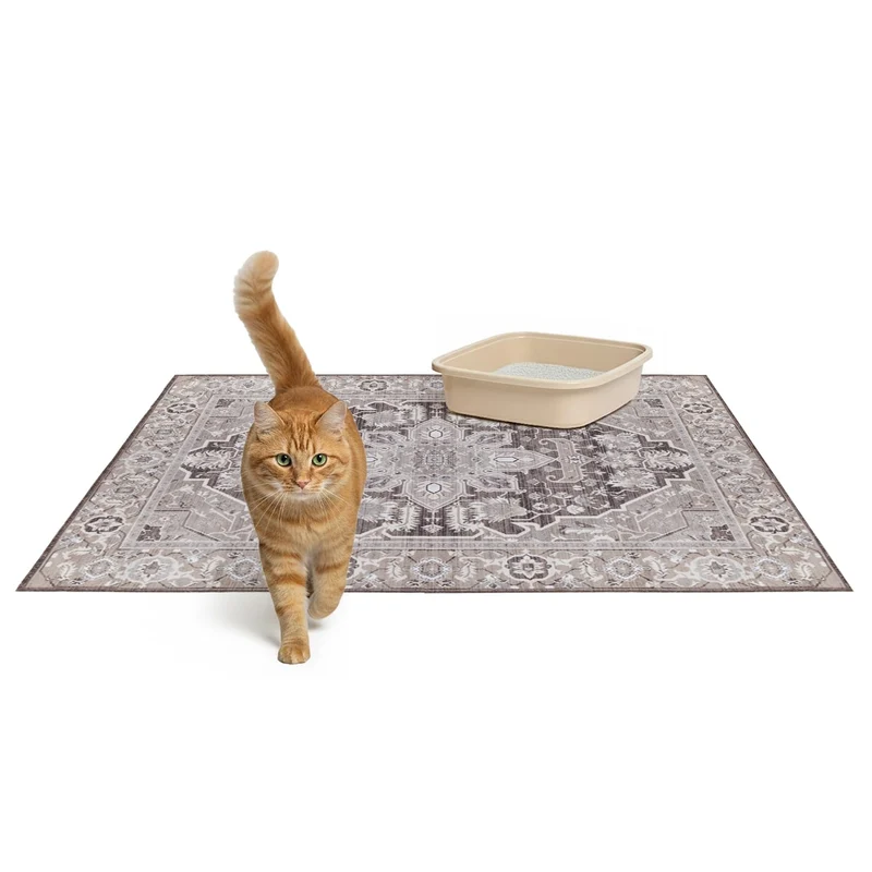 Lovewag Pets Tapis de Litière pour Chat – Lot 2 Grand 36x48 – Lavable et Imperméable – Caramel Creme