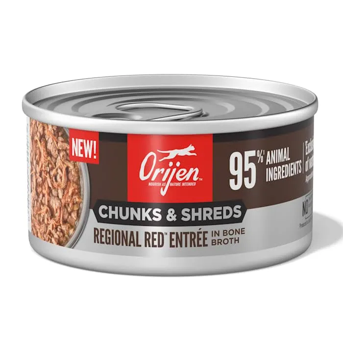 ORIJEN Morceaux et Émincés – Entrée Régionale Rouge pour Chat, Boîtes de 85 g (12 unités)