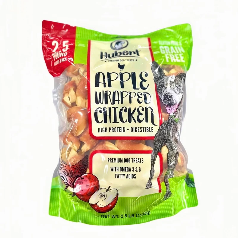 Hubert Premium Dog Treats – Bouchées Poulet enrobé à la Pomme, Snack d’entraînement faibles en gras, Haute Protéine, 2,5 lb