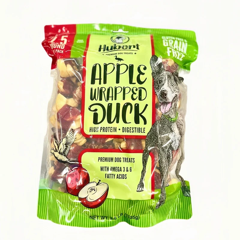 Hubert Premium Dog Treats – Bouchées Canard et Pomme pour Chien, Protéines Élevées, Faible Taux de Graisse, Paquet Économique 2,5 Livres