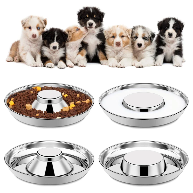 tchrules — Lot de 4 Bols en Acier Inoxydable pour Chiots et Chatons (11,8″ / 30 cm, 1300 ml)