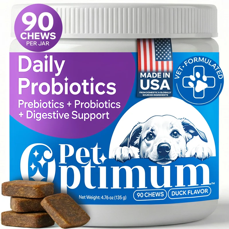 PetOptimum Probiotiques pour Chiens – Santé Digestive et Immunité (90 bouchées)