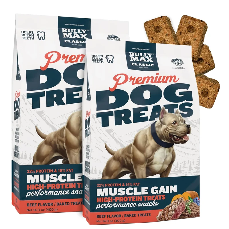 Bully Max Friandises Protéinées au Boeuf — 32% Protéines (Chiots & Adultes) — 2 Paquets