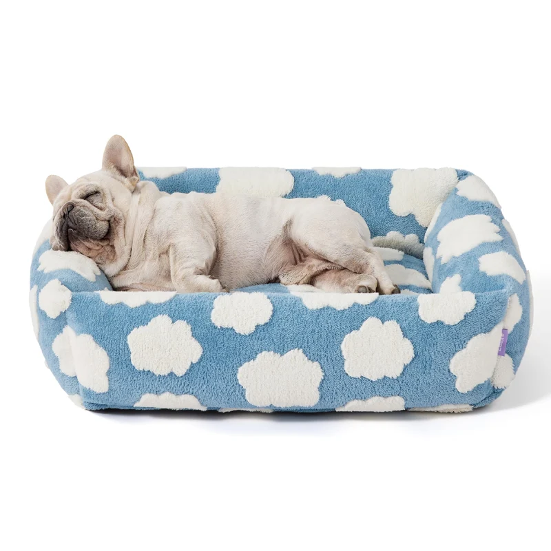 LE SURE - Lit chien moyen rectangulaire orthopédique 30x24x8 pouces, housse lavable et antidérapant, style jacquard