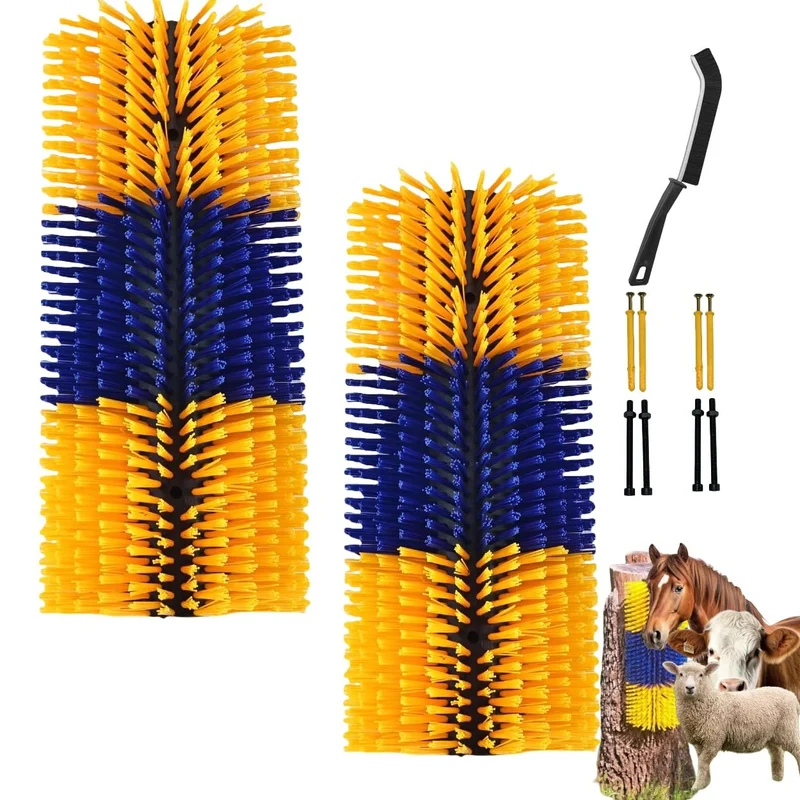 Joynny – 2 Brosses de Grattage pour Bétail sur Poteau, Toilettage et Massage
