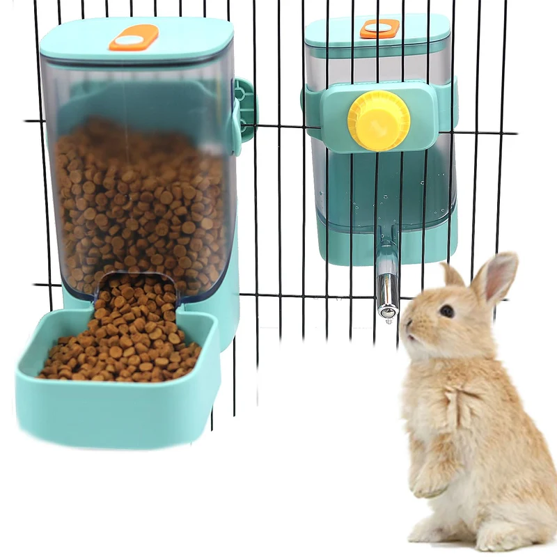 PODOO Distributeur Eau 24oz + Nourriture 34oz pour Petits Animaux – Suspendable Intérieur/Extérieur