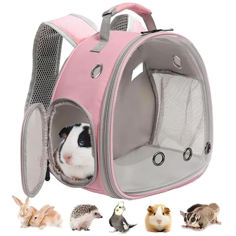 LAIRIES Sac à Dos pour Petits Animaux — Fenêtre Bulle Transparente Rose (Oxford 600D)