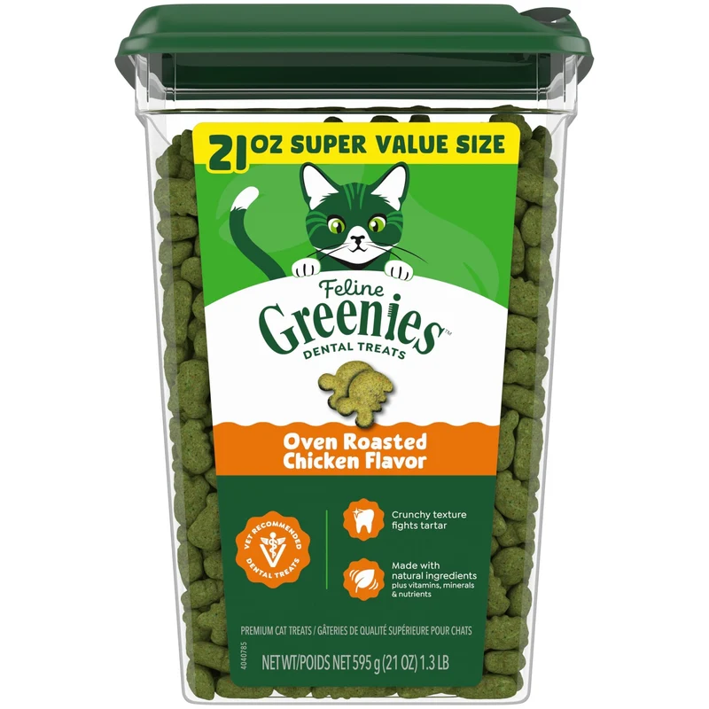 Friandises dentaires Greenies pour chats – Saveur poulet rôti, 21 oz – Recommandé par les vétérinaires