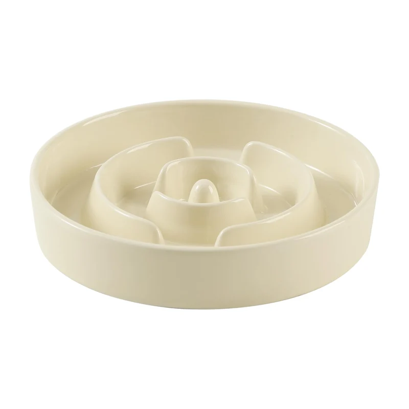 Havniva Gamelle lente en céramique – 1,6 tasse, anti-glouton pour chiens moyens et grands (Jaune clair)