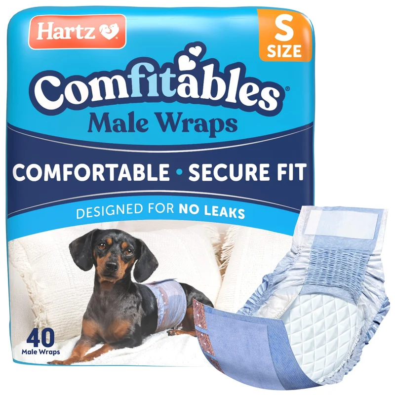 Hartz Comfitables couches jetables pour chien mâle – taille Small, 40 unités, ceinture extensible