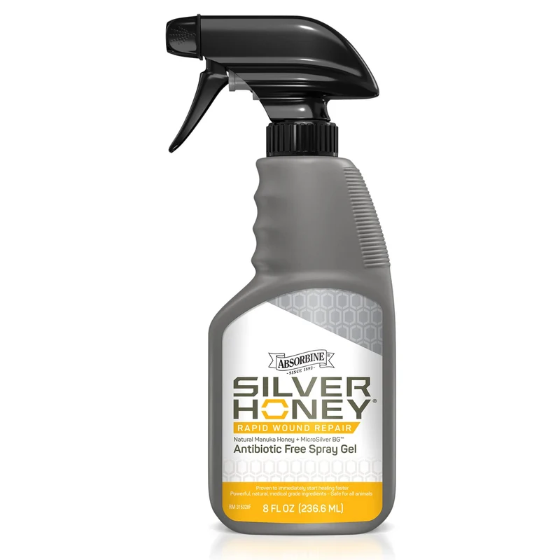 Absorbine Silver Honey Rapid Wound Repair – Spray Gel 8 oz, Miel Manuka & MicroSilver BG pour chevaux et grands animaux