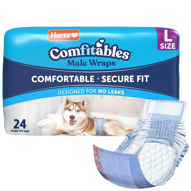 Hartz Comfitables Protections jetables pour chien mâle – Ceinture élastique, Grand, 24 pièces