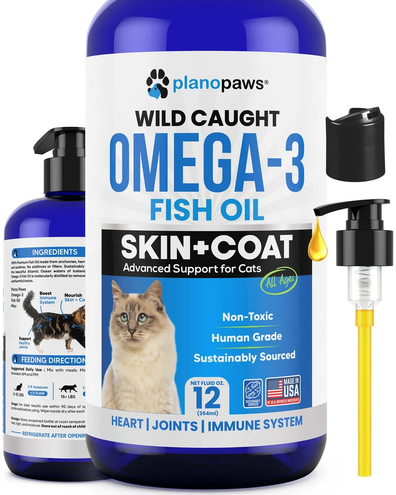 Planopaws Omega 3 pour Chats — Huile de Poissons Sauvages (Islande) pour Pelage & Peau