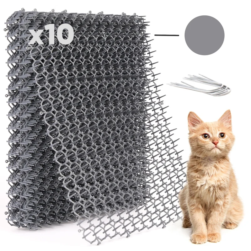 Petfolio Tapis anti-chat à pointes – Pack 10, 42 x 34 cm, pointes d’1 pouce, usage intérieur et extérieur