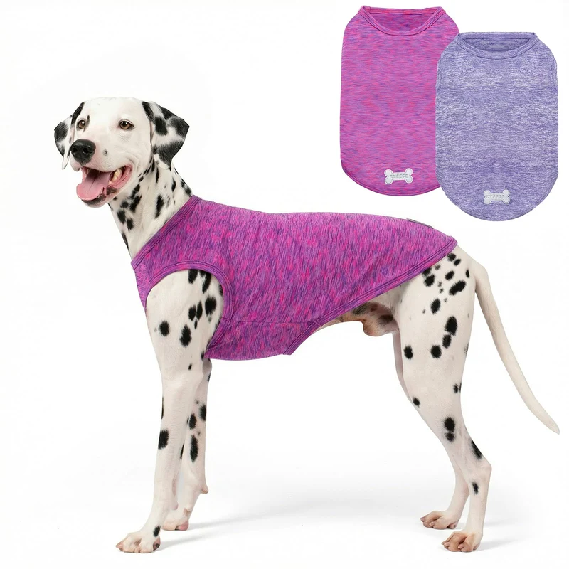 KYEESE Lot de Deux T-Shirts Chien – Séchage Rapide, Sans Manches, Étiquette Réfléchissante et Protection Solaire